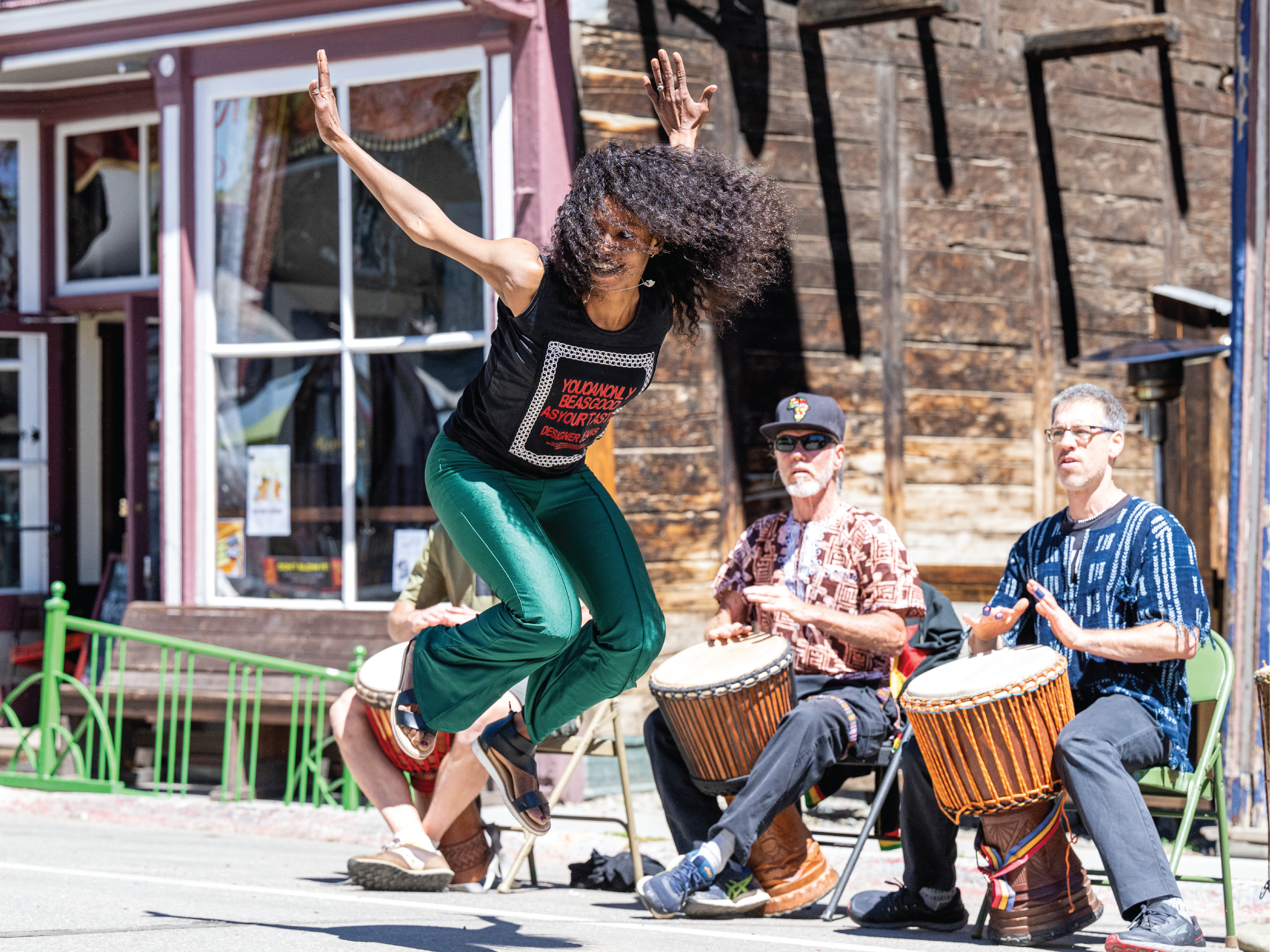 woman dancing in the street